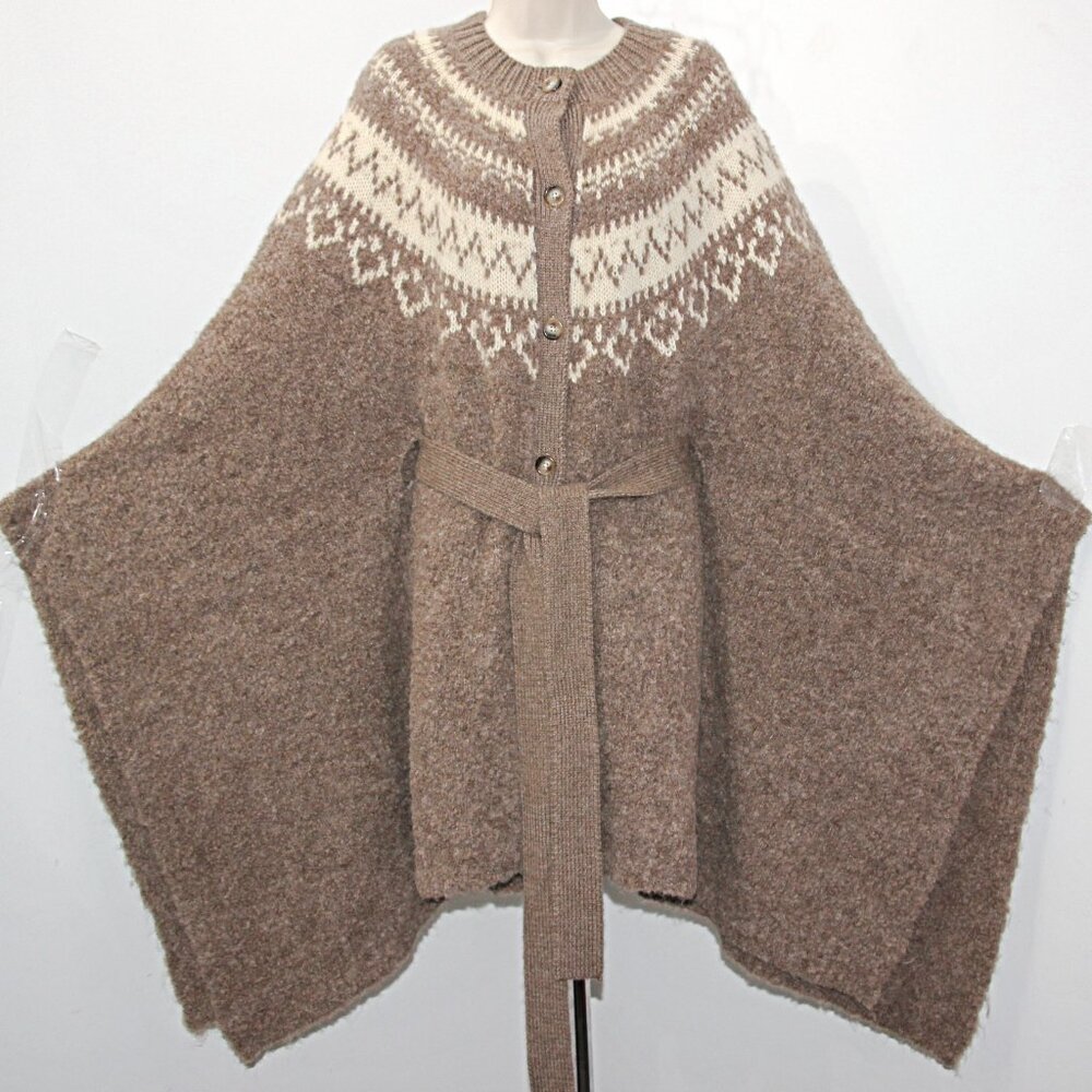 Polo Ralph Lauren Fair Isle Yoke Alpaca Wool Belted Cape Cardigan sz XL/XXL $998 - Picture 8 of 16